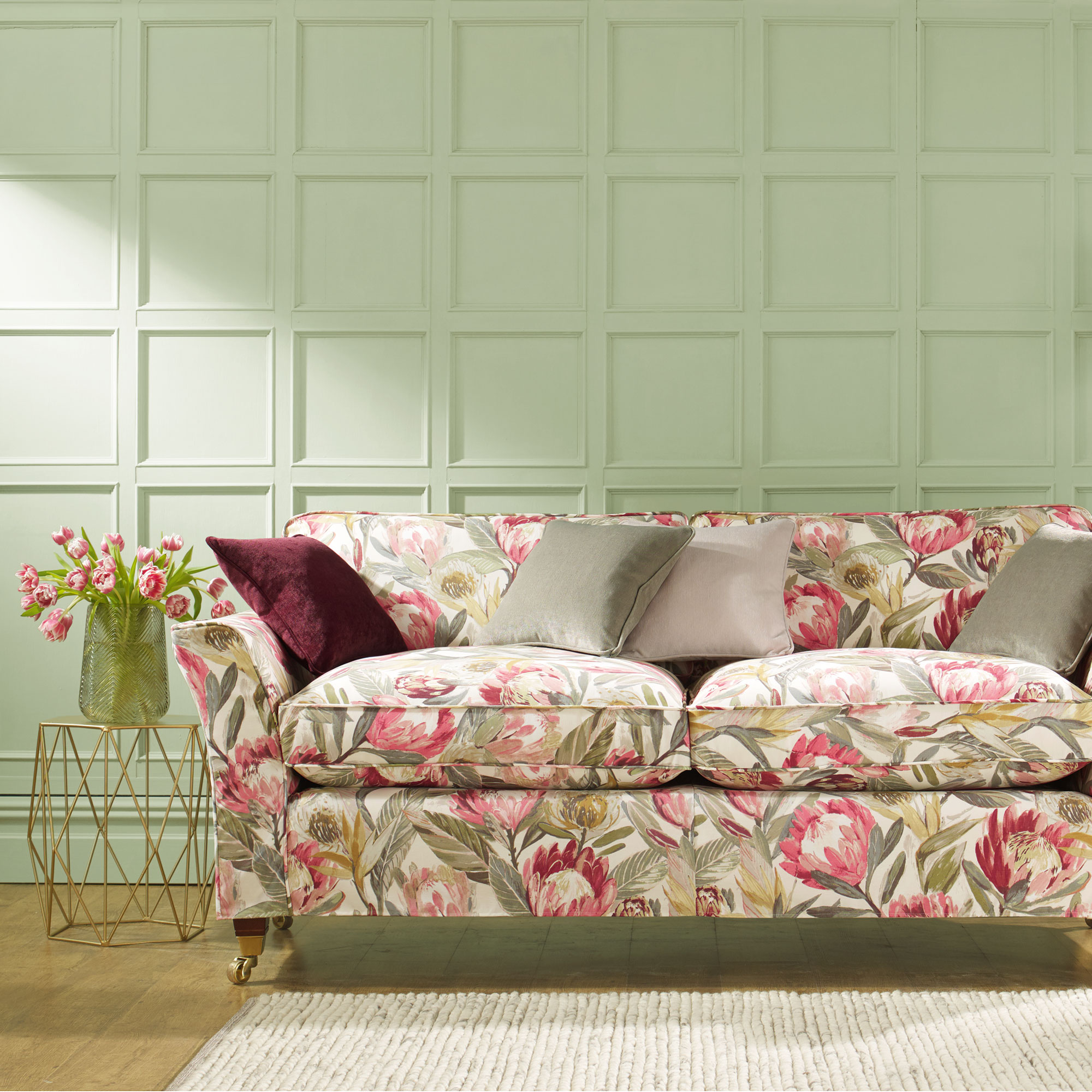 Fabric Details protea blossom ruby Fabrics Range by Plumbs