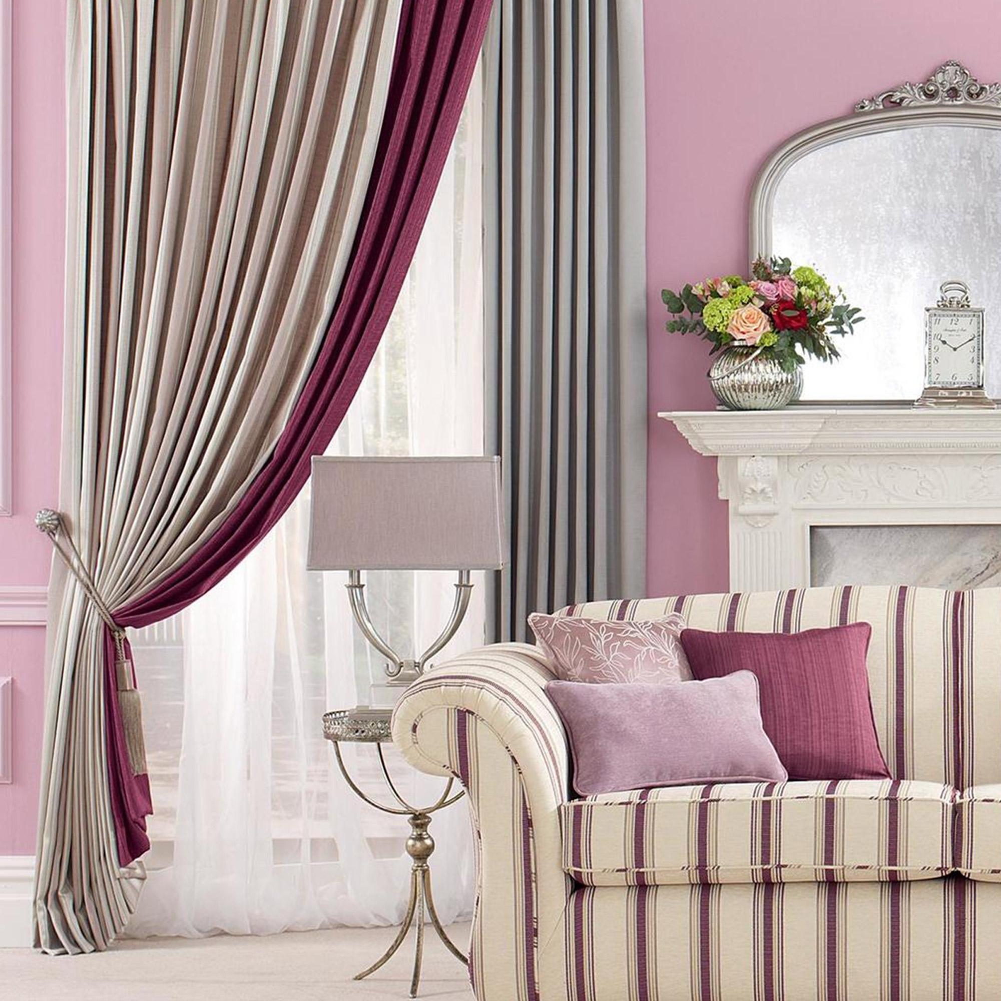 Fabric Details Abbie Stripe Aubergine Fabrics Range By Plumbs
