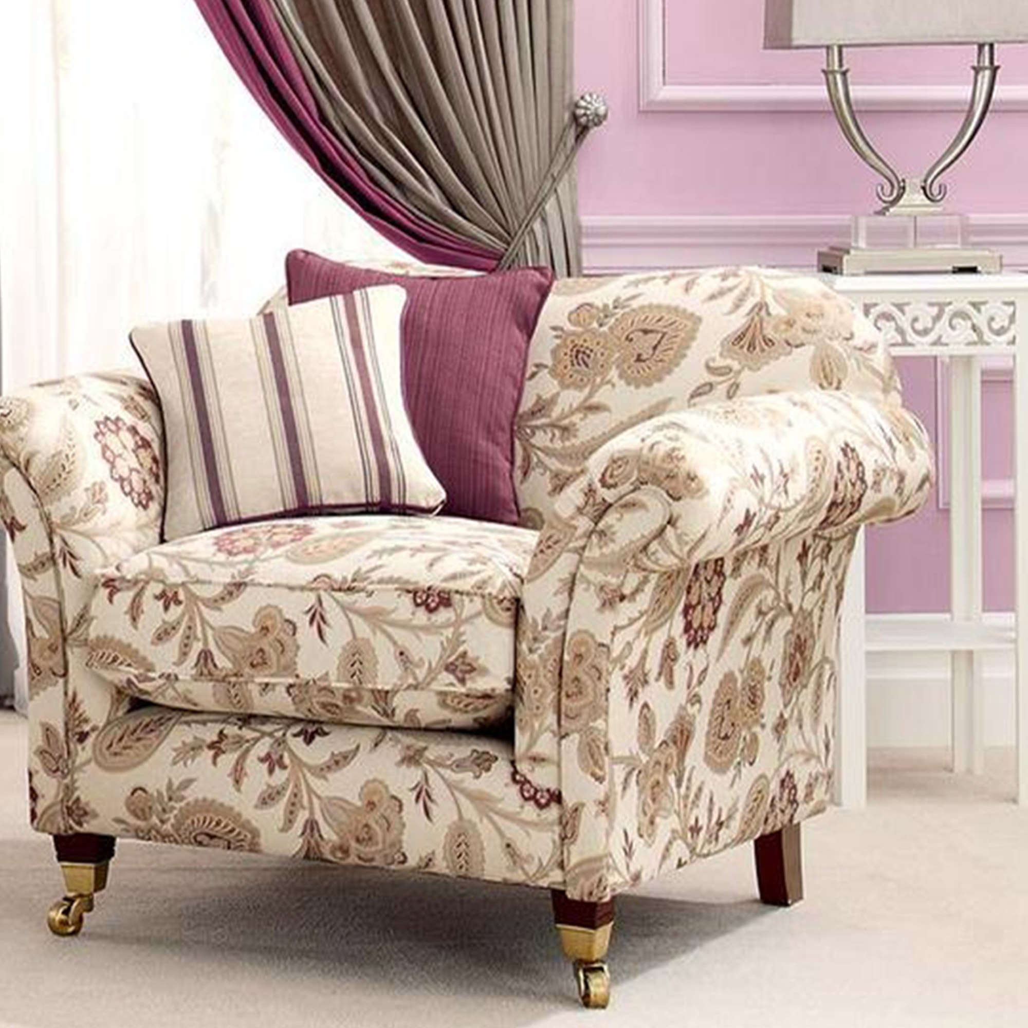 Fabric Details bellagio floral cranberry Fabrics Range by Plumbs