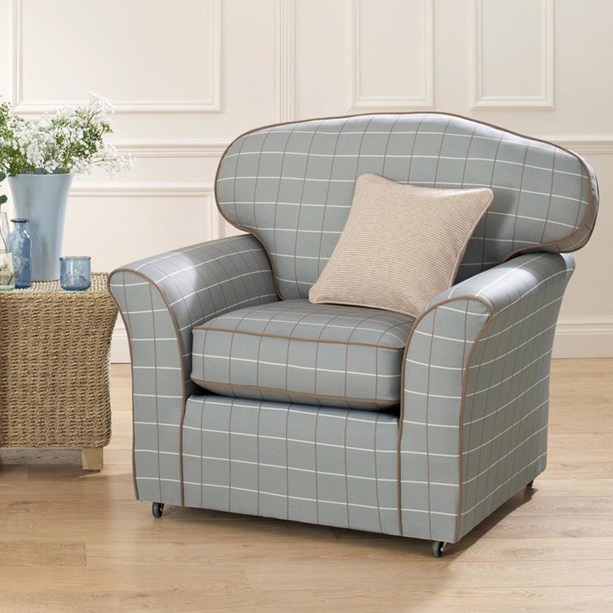 Fabric Details Brompton Check Sky Fabrics Range By Plumbs