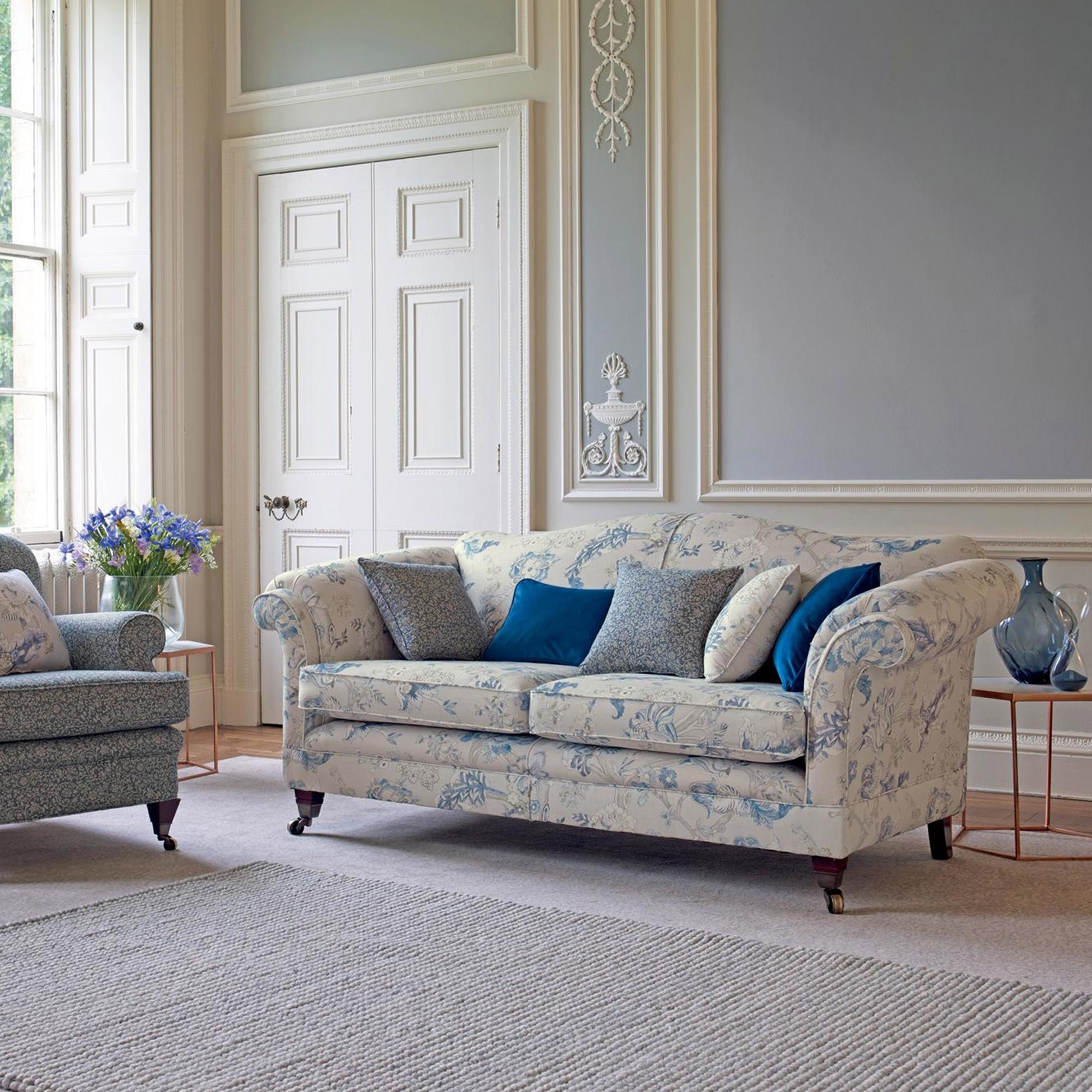 Fabric Details blenheim cornflower Fabrics Range by Plumbs