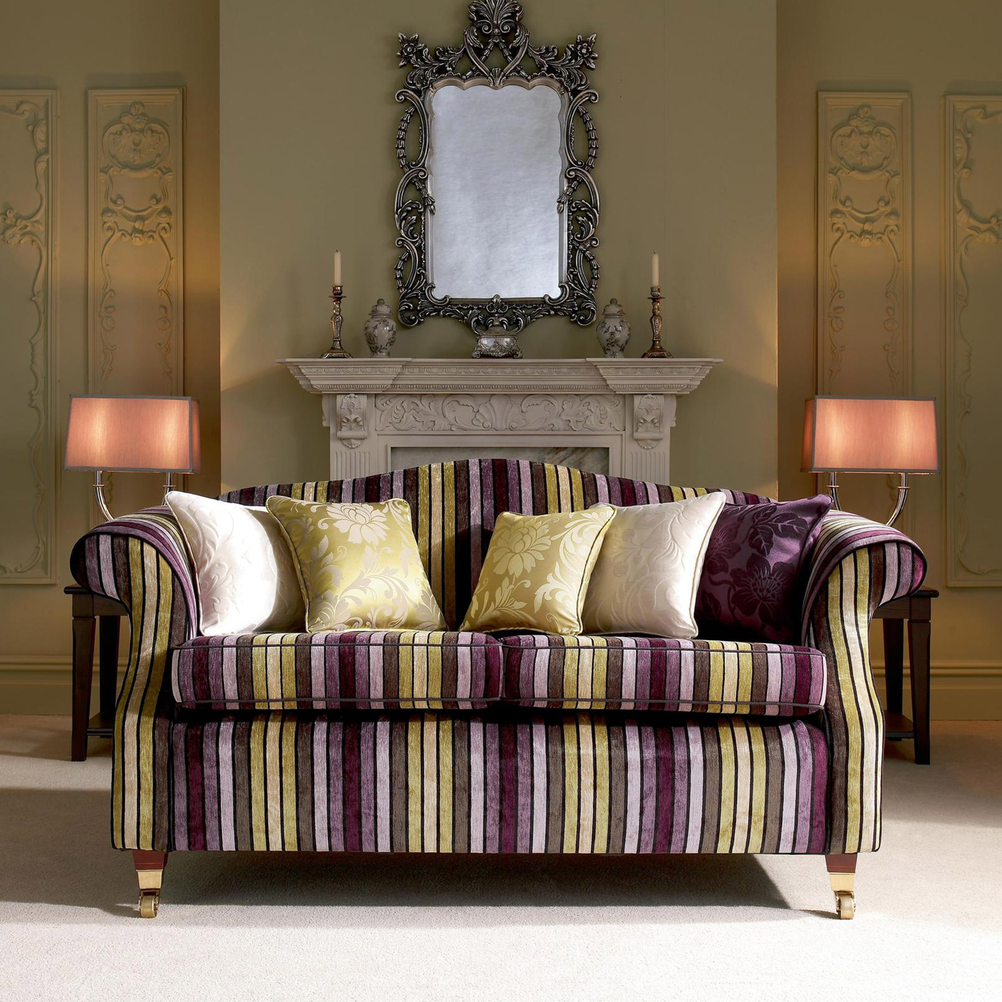 Fabric Details Italian Stripe Aubergine Green Fabrics Range By Italian Stripe Aubergine Green