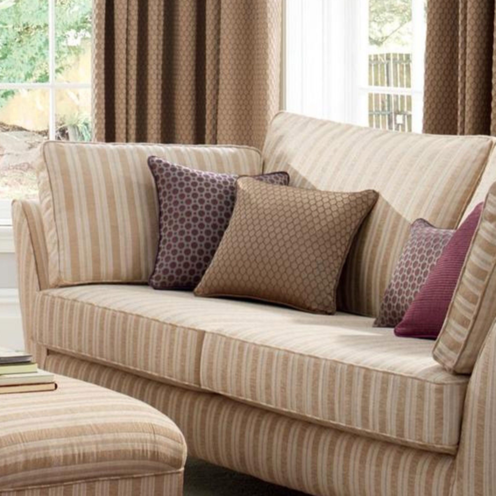 Fabric Details mandalay stripe oatmeal Fabrics Range by Plumbs