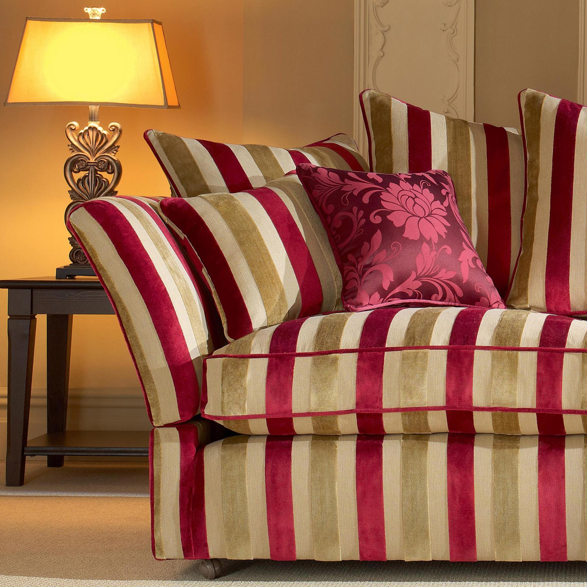 Fabric Details Venetian Stripe Claret Gold Fabrics Range